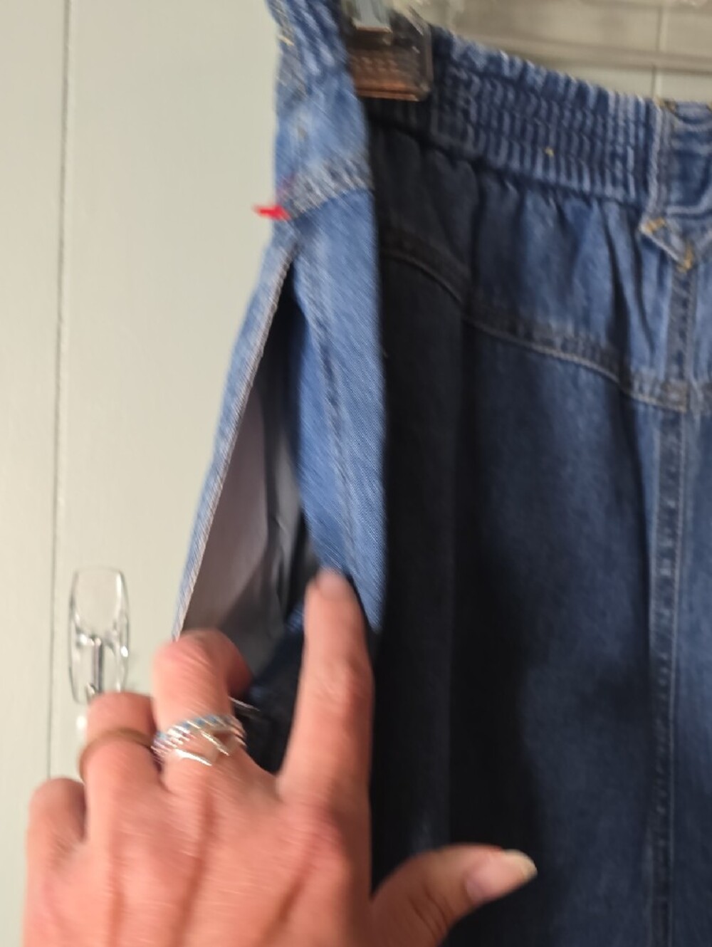 Chaus Classic Button-Front A-Line Denim Skirt in Blue - Picture 6 of 8